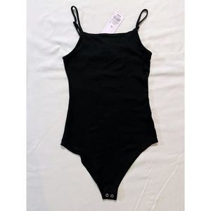 Wild Fable Adjustable Strap Cami Bodysuit Leotard Size XS Black Gusset‎ Button